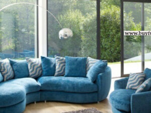 Blue Lativia Curved Sofa