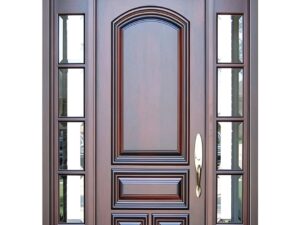 solid Wood Door with Glass Flames – Glass Panel Inserts for Natural Light & Elegance